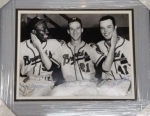Hank Aaron / Warren Spahn / Eddie Mathews Signed 8x10 Autographed 8x10-GAI (Milwaukee Braves)